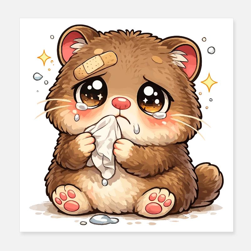 Consolation du ruban de larmes de chaton câlin Poster 20 x 20 cm