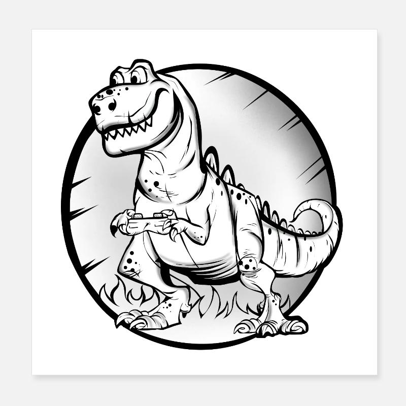 T Rex Gamer Poster 20x20 cm