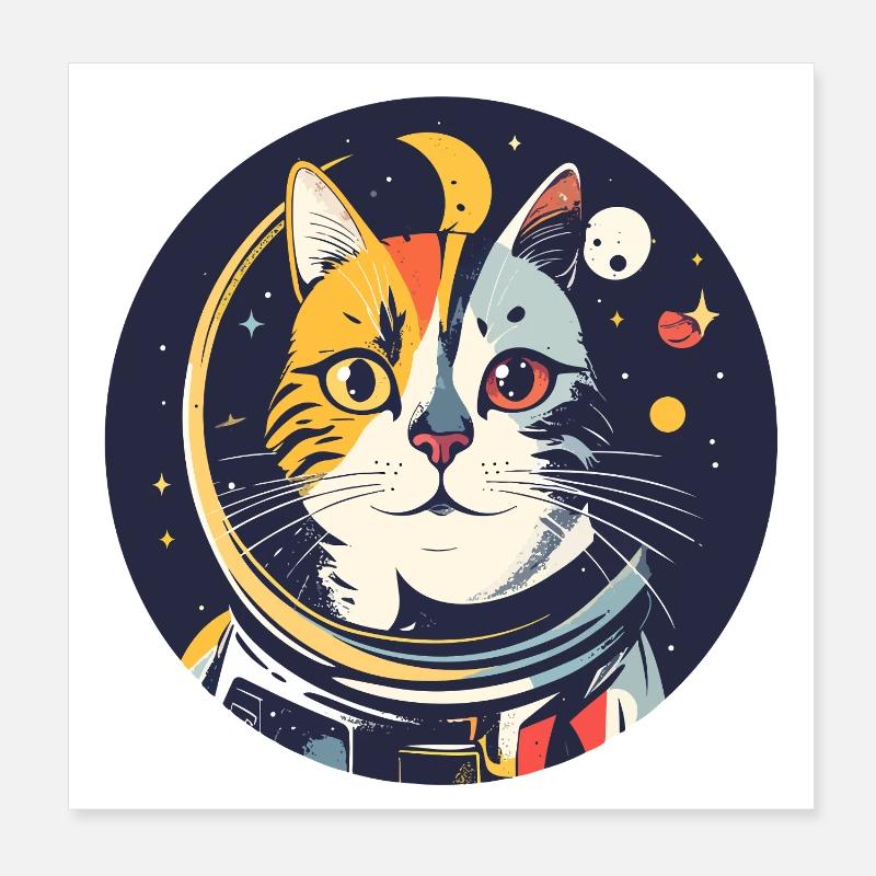 Cats Cosmos Astronaute Portrait du chat spatial Poster 20 x 20 cm