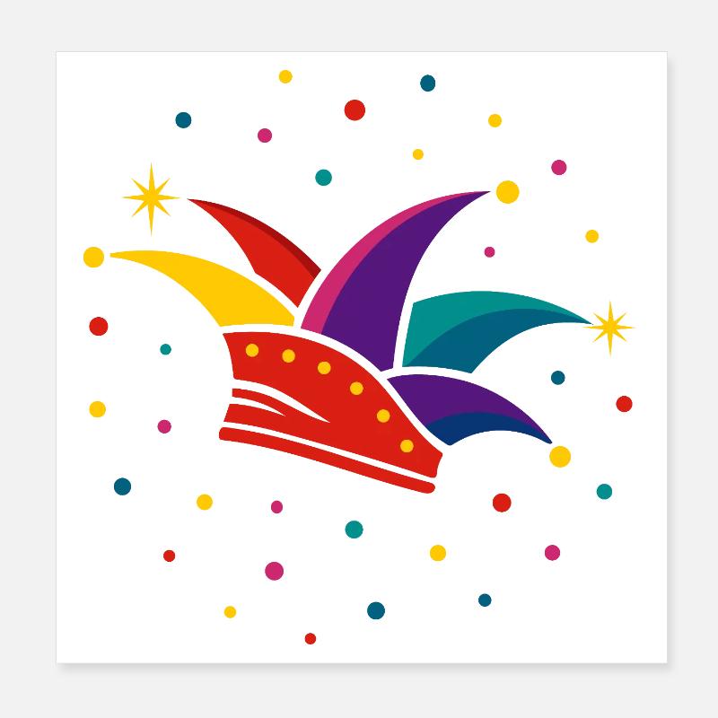 Narrenkappe mit Konfetti – Karneval & Fasching Poster 20x20 cm