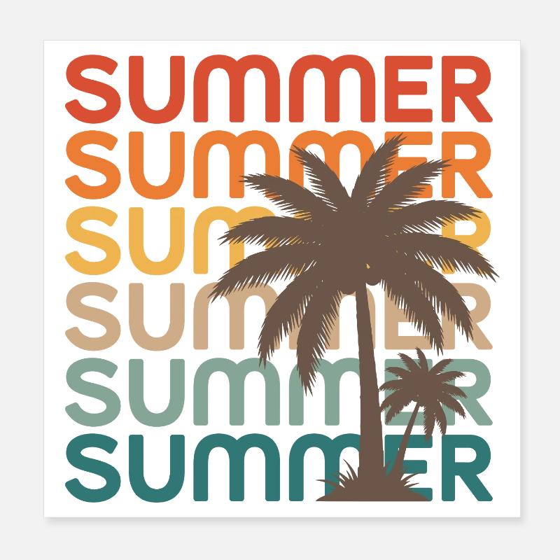 Retro Summer Palm Trees Sunset Vibes Poster 8" x 8" (20x20 cm)