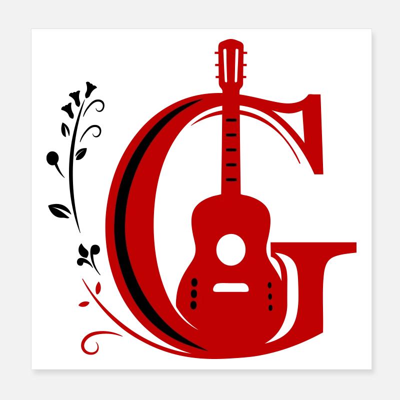 Initial c with guitar Poster 8" x 8" (20x20 cm)
