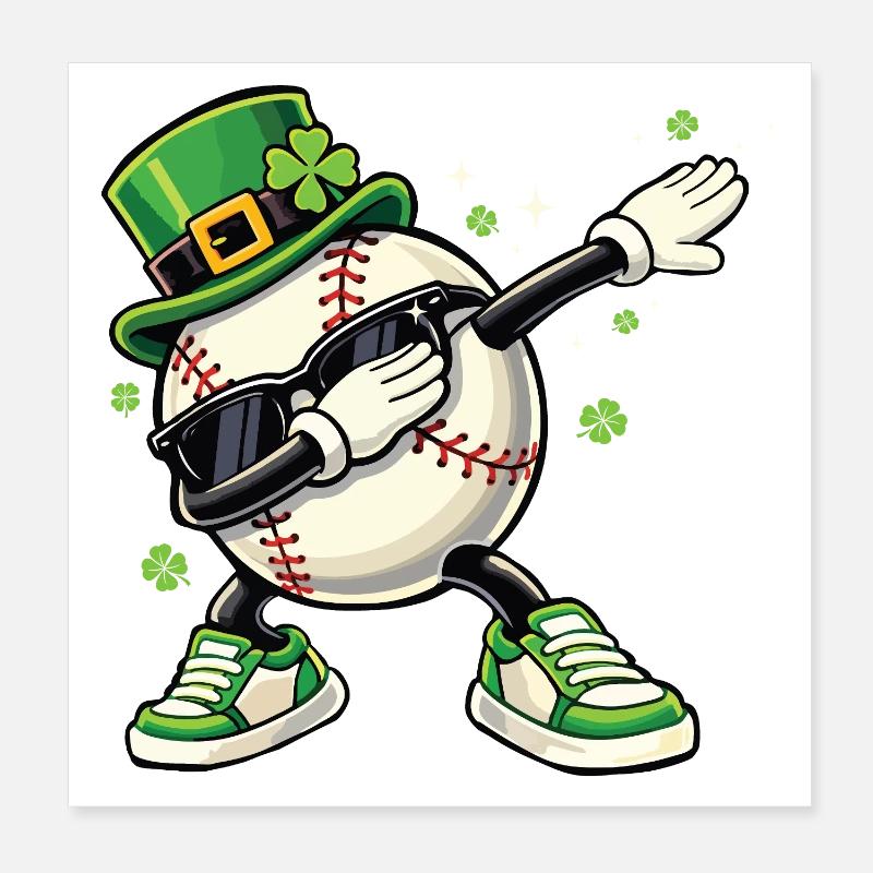 Baseball Leprechaun St Patrick’s Poster 20 x 20 cm