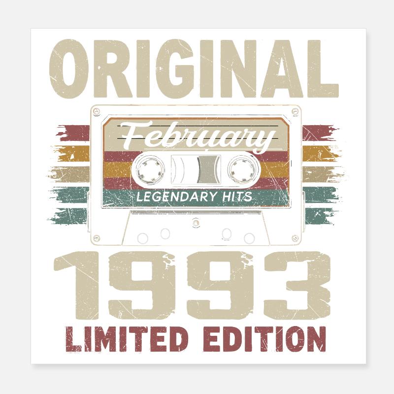 February 1993, February 1993 Birthday Gift Poster 8" x 8" (20x20 cm)