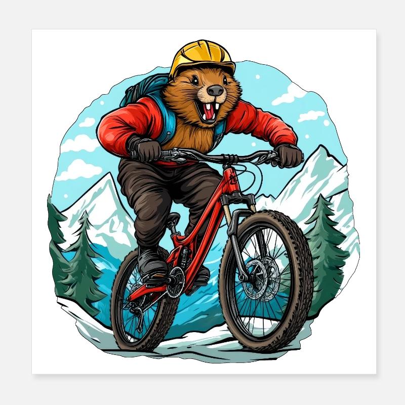 Biker Beaver Poster 20x20 cm