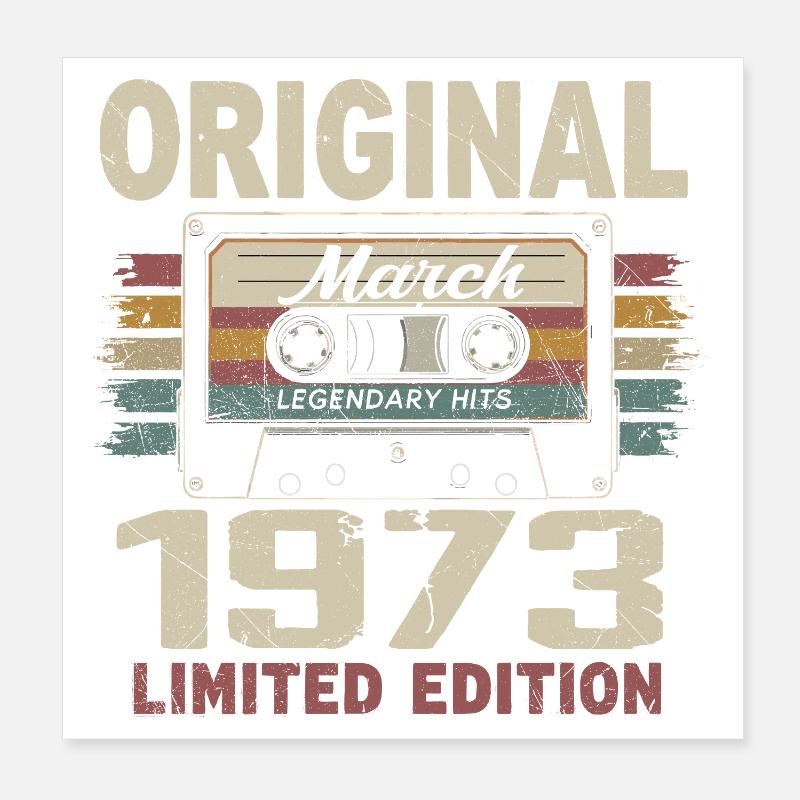 Mars 1973 Vintage mars 1973 Poster 20 x 20 cm