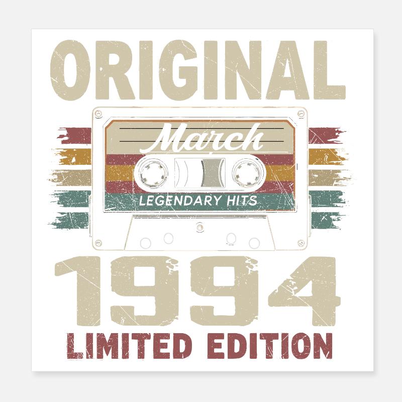 Mars 1994 Vintage mars 1994 Poster 20 x 20 cm