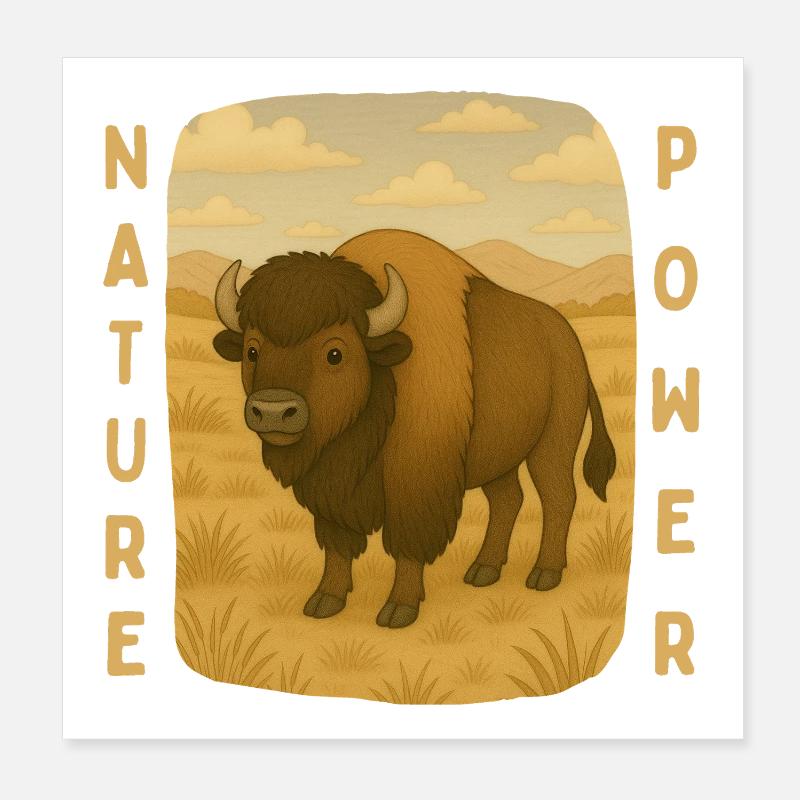 Bison on the Steppe Poster 8" x 8" (20x20 cm)