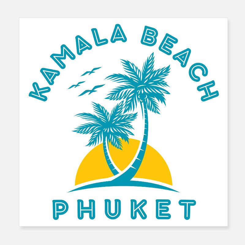 Kamala Beach Phuket Sunset Palm Poster 8" x 8" (20x20 cm)