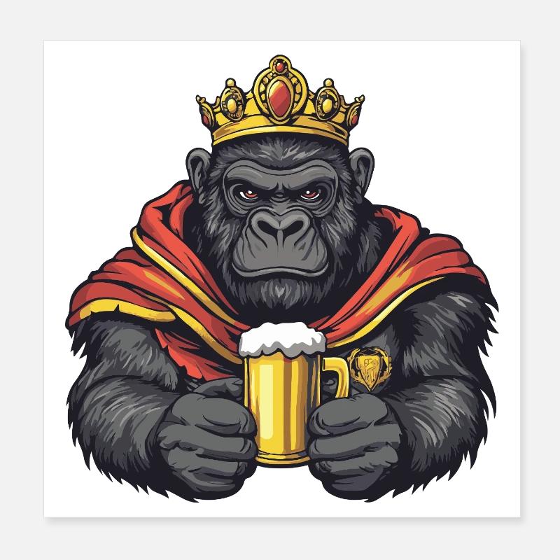 Le Roi de la Bière Gorille Poster 20 x 20 cm