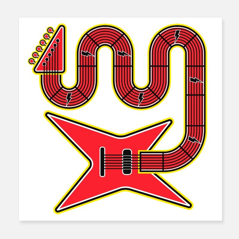 Rote Abstract Shape E-Gitarre Poster 20x20 cm