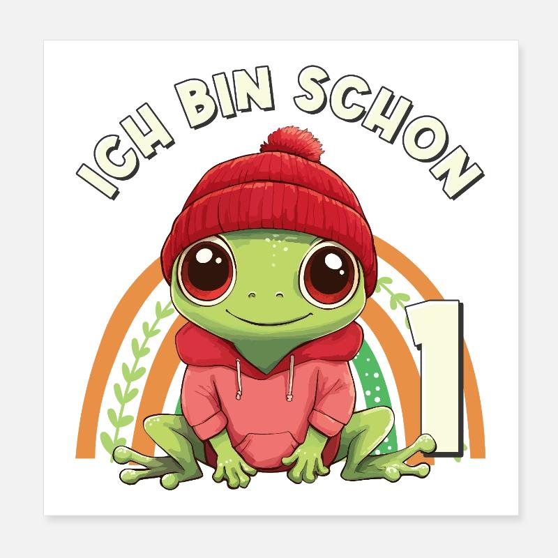 1. Geburtstag Frosch Regenbogen Süß Niedlich Poster 20x20 cm