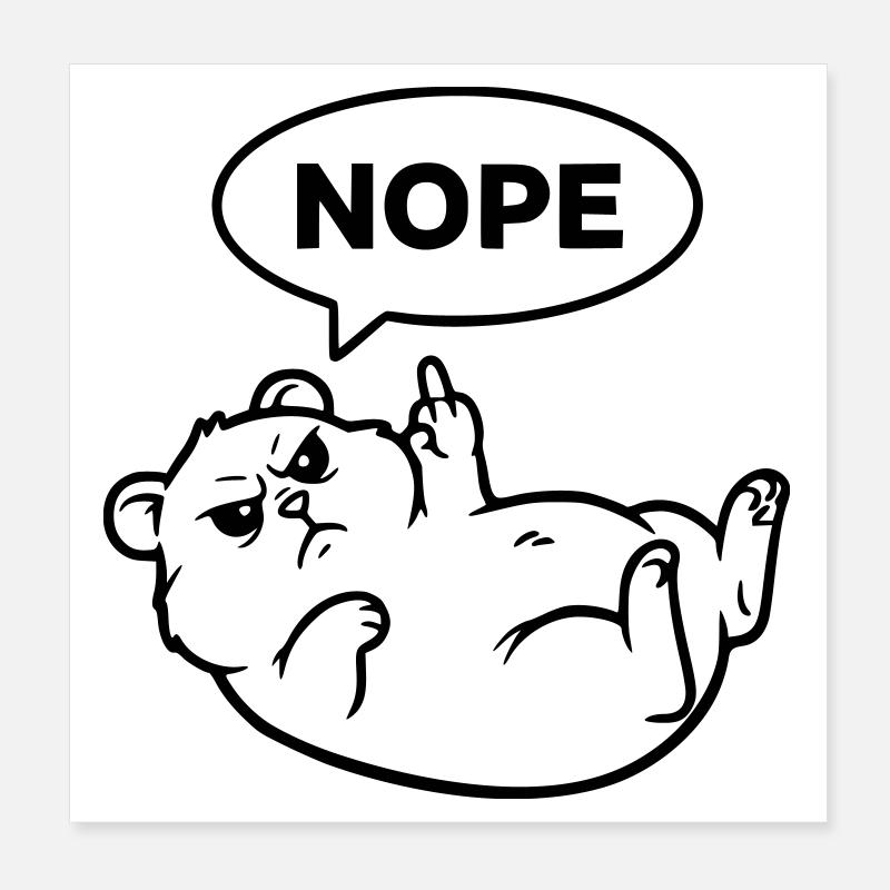 Hamster Middle Finger Nope Outline Poster 8" x 8" (20x20 cm)