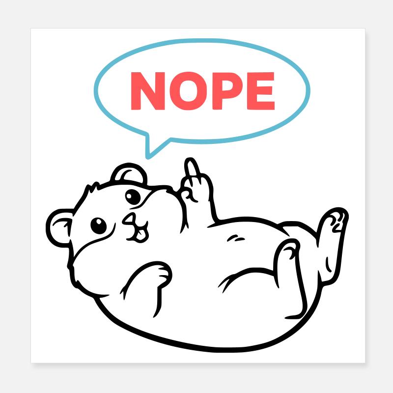 Hamster Nope Comic Colored Poster 8" x 8" (20x20 cm)