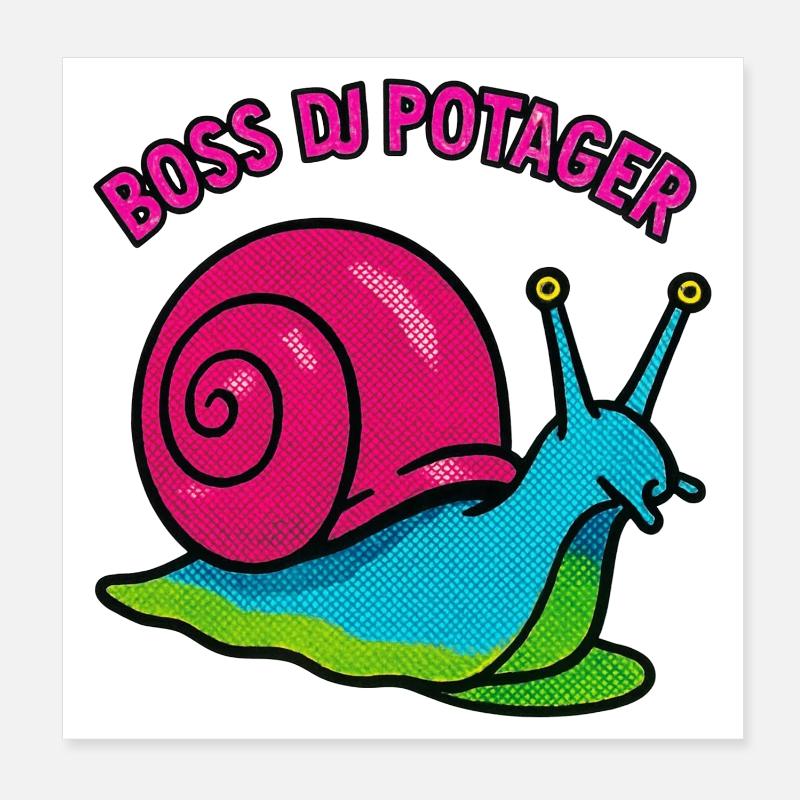 Escargot Chef du Potager - Retro Comic Poster 20 x 20 cm