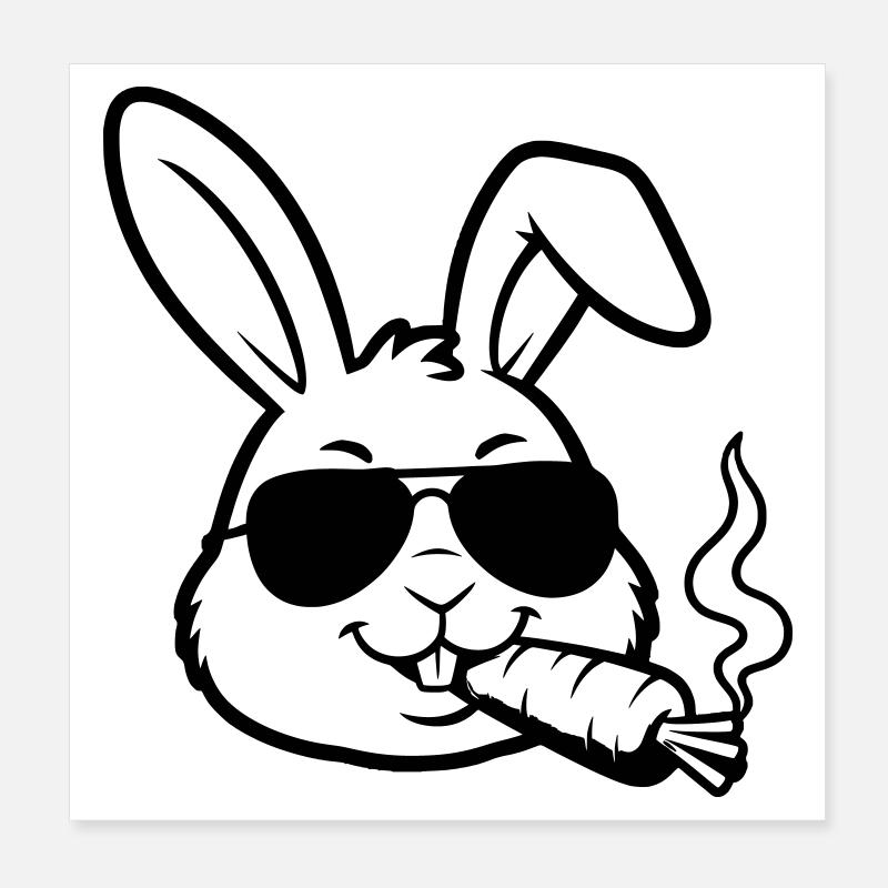 Cooler Hase Brille Karotte Outline Poster 20x20 cm