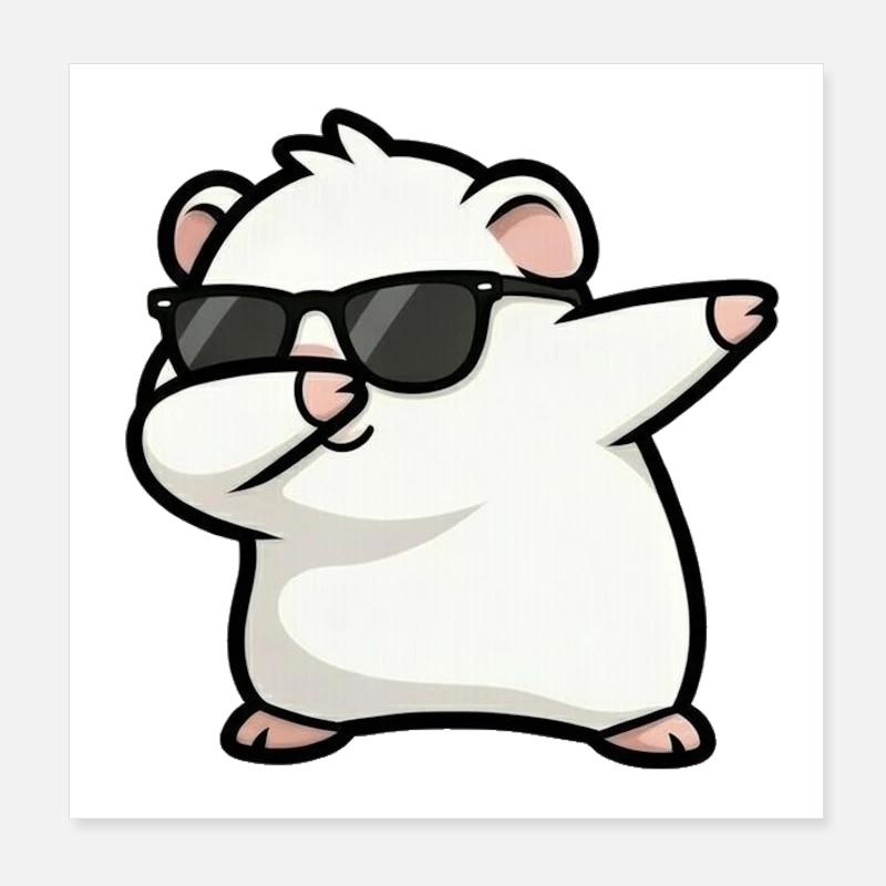 Dabbing guinea pig white Poster 8" x 8" (20x20 cm)