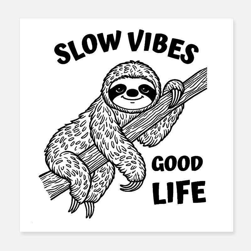 Sloth Resting on a Branch Poster 8" x 8" (20x20 cm)