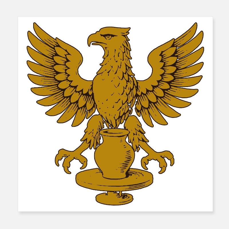 Golden Eagle Crest Emblem Poster 8" x 8" (20x20 cm)
