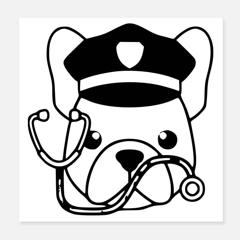 Frenchie Arzt Kopf Outline Poster 20x20 cm
