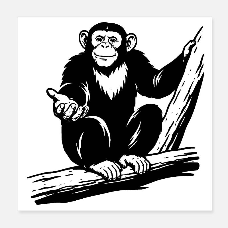 Chimpanzee Poster 8" x 8" (20x20 cm)