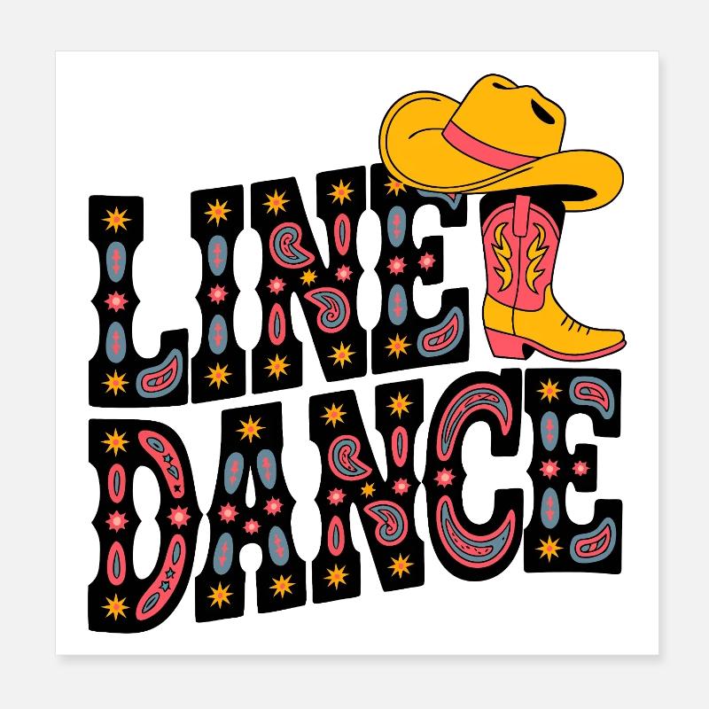Neon Cowboy Stiefel Muster Poster 20x20 cm