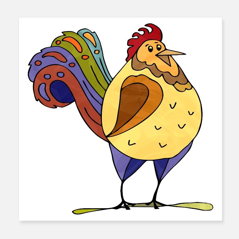 Rooster Poster 8" x 8" (20x20 cm)