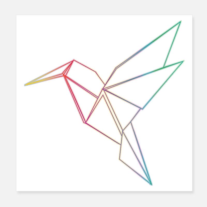 Geometric Hummingbird Lines Design Poster 8" x 8" (20x20 cm)