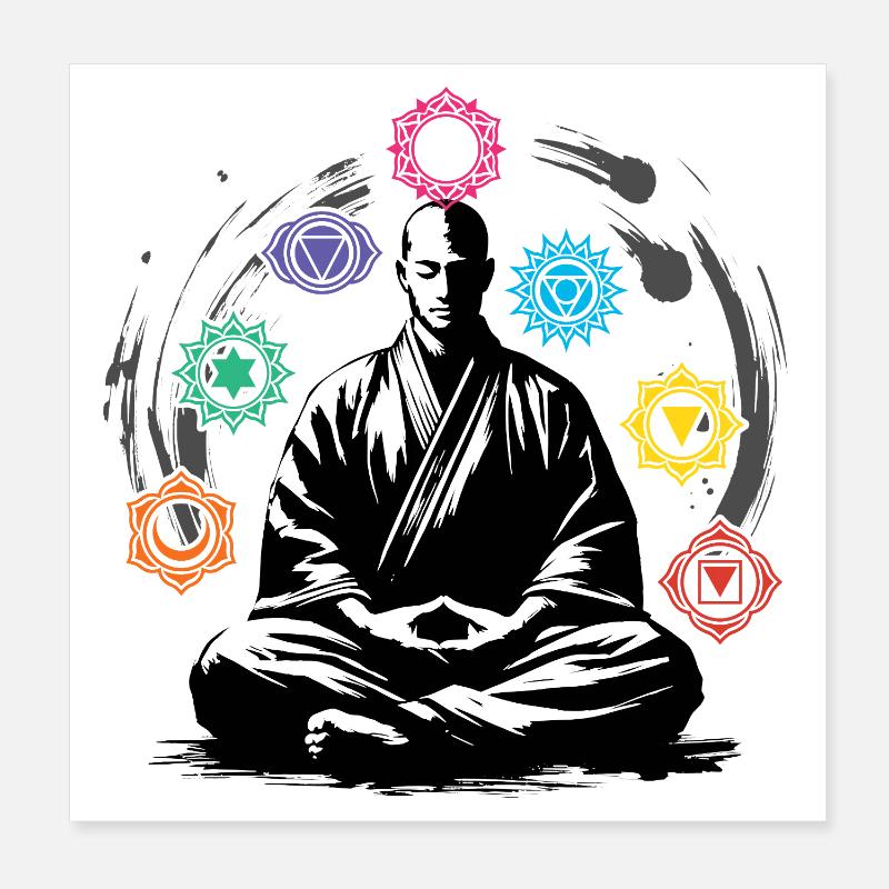Chakra Meditating Zen Relax  Poster 8" x 8" (20x20 cm)