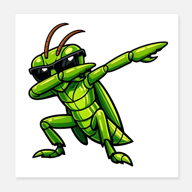 Dabbing Grasshopper Poster 8" x 8" (20x20 cm)