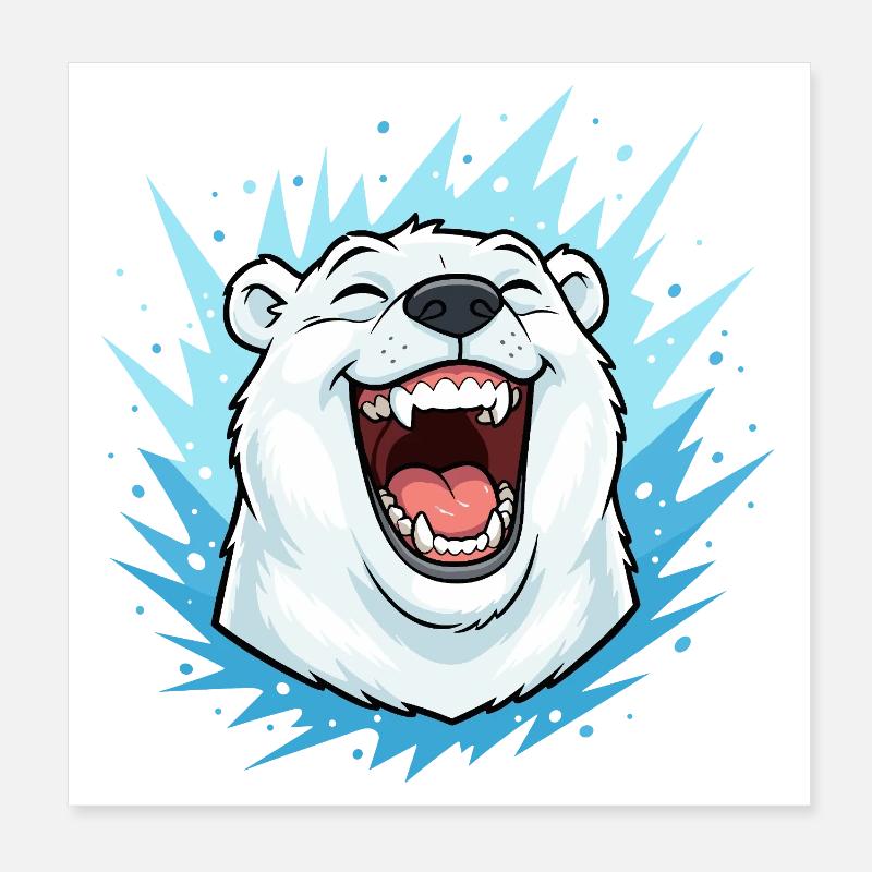Lachender Eisbär im Blauen Blitz Poster 20x20 cm