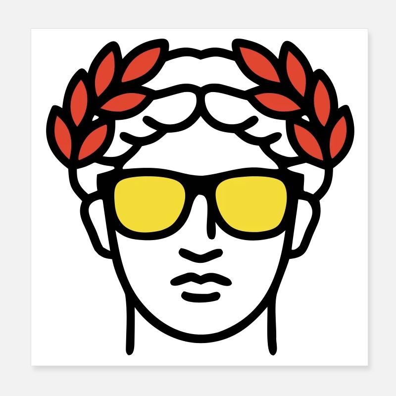 Römische Statue Sonnenbrille Antike Kunst Poster 20x20 cm