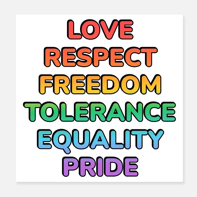 Pride Values Regenbogentext Poster 20x20 cm
