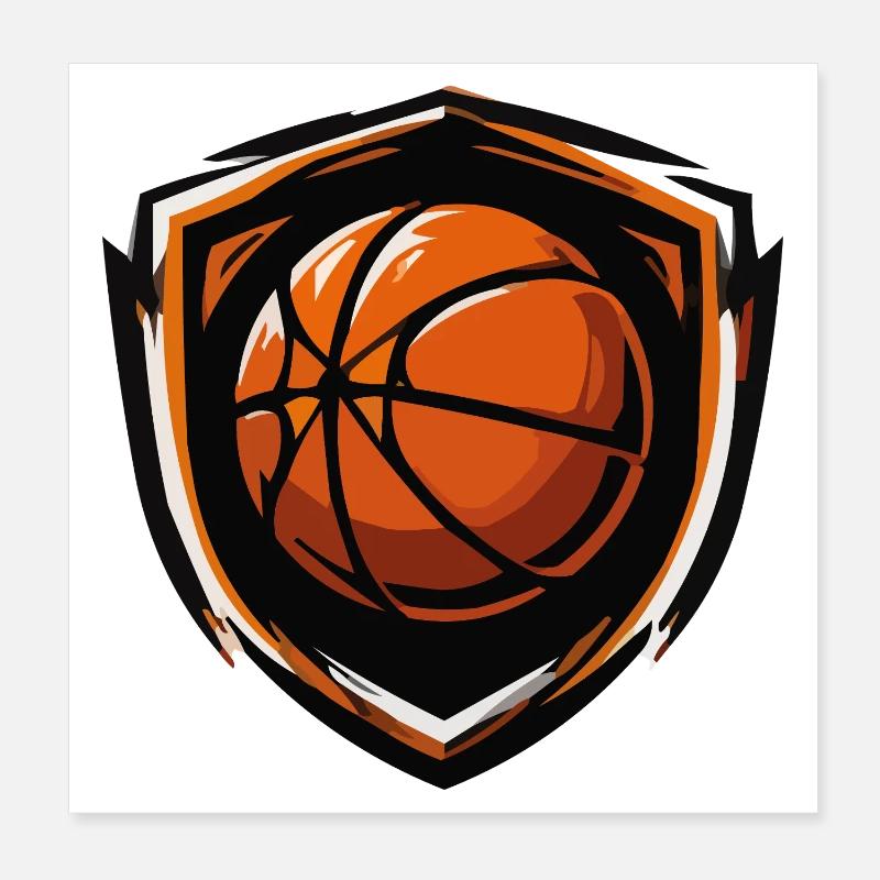 Basketball Shield Emblem Orange Poster 20x20 cm