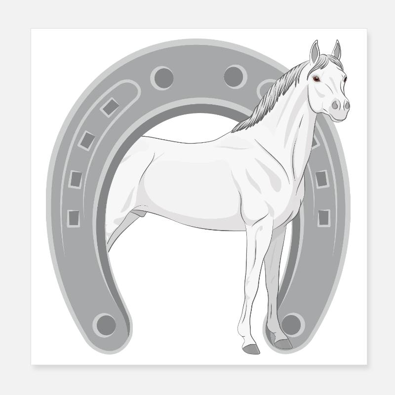 Un cheval Abbayan dans un fer à cheval retourné Poster 20 x 20 cm