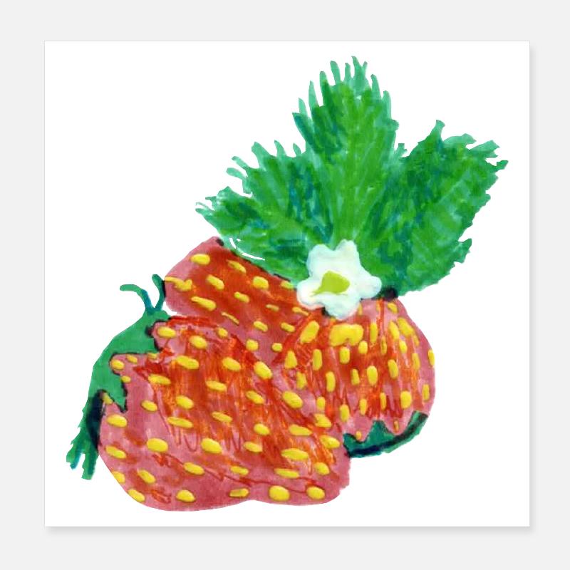 Strawberry Art - Poster 8" x 8" (20x20 cm) - white