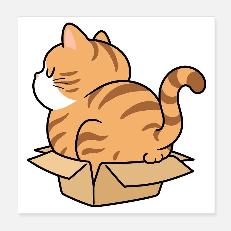 Katzenkind im Karton Poster 20x20 cm