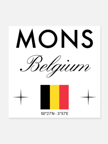 Mons Belgium Coordine le souvenir de voyage - Poster 20 x 20 cm - blanc - Devant