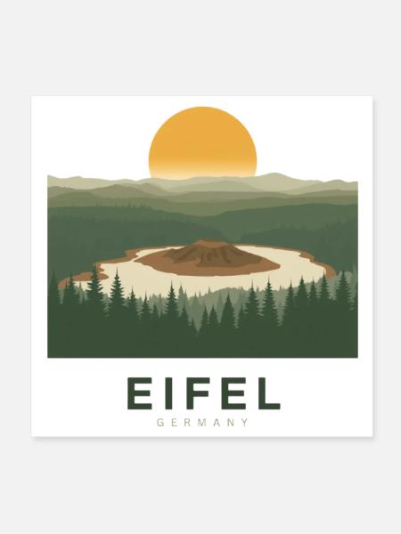 Eifel Volcano | Vintage Nature Poster - Poster 20x20 cm - Weiß - Vorne
