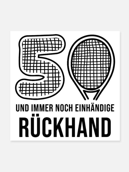 50 und immer noch einhändige Rückhand Tennis - Poster 20x20 cm - Weiß - Vorne