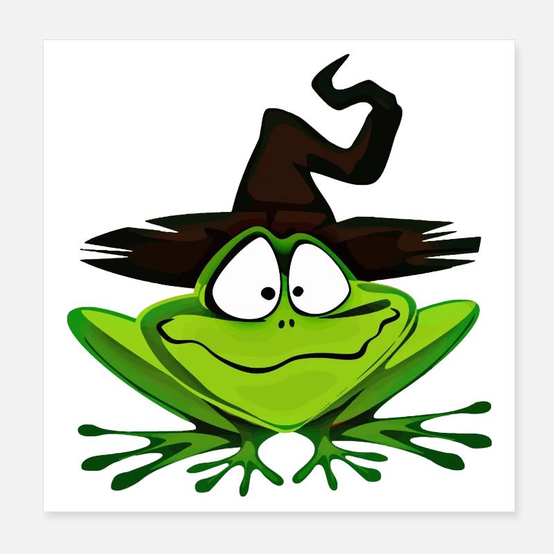 sorcières grenouilles - Poster 20 x 20 cm - blanc