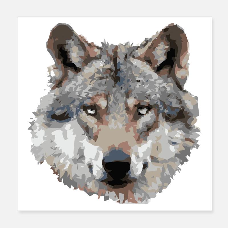 Wolf (grau) - Poster 20x20 cm - Weiß