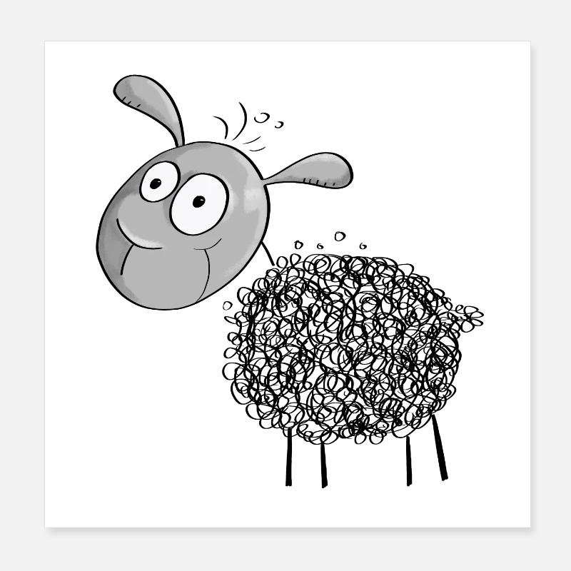 Kleines Wollschaf - Schaf Comic Poster 20x20 cm