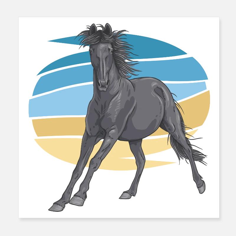 Grauer Pferd im Sunset-Schwung Poster 20x20 cm