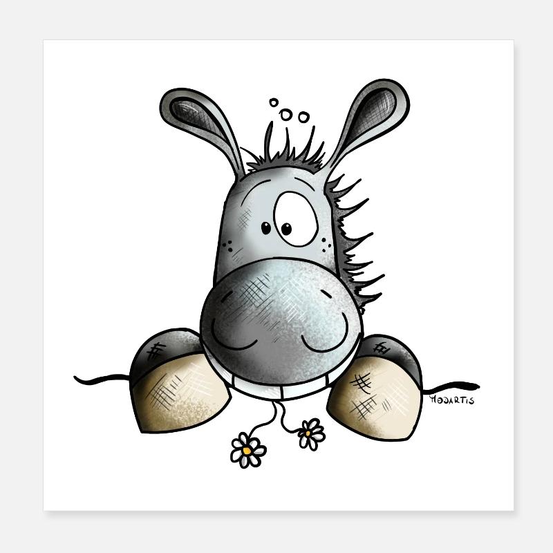 Süßer Esel - Poster 20x20 cm - Weiß