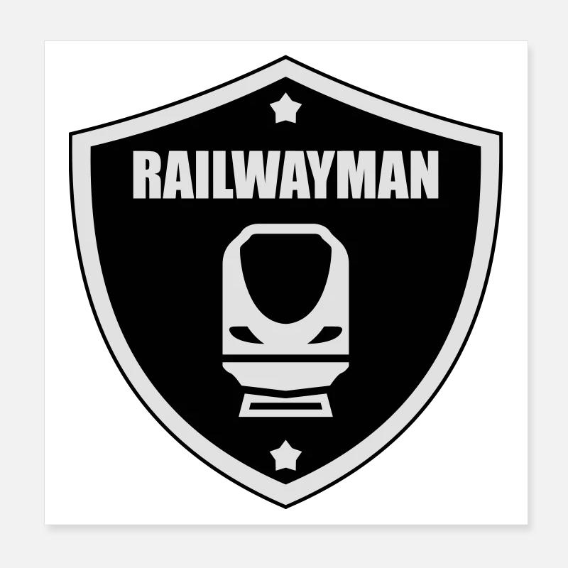 Railway Railwayman Cheminot Train Eisenbahn Poster 8" x 8" (20x20 cm)