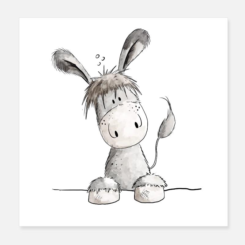 Fröhlicher Esel - Tier Poster 20x20 cm