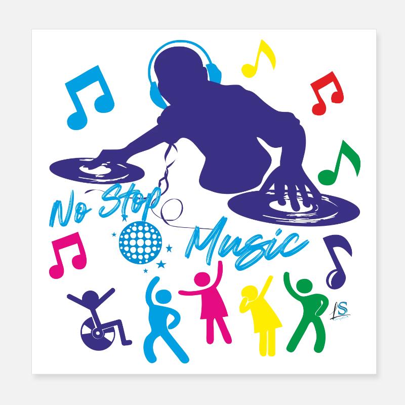 Deejay - Pas d’arrêt de musique Poster 20 x 20 cm