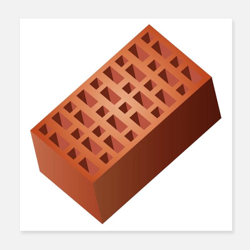 Backstein Mauerziegel Ziegelstein zum Mauer Bau - Poster 20x20 cm - Weiß