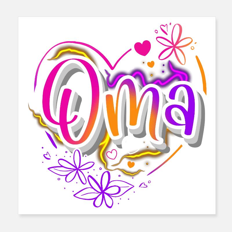 Oma - Poster 20x20 cm - Weiß